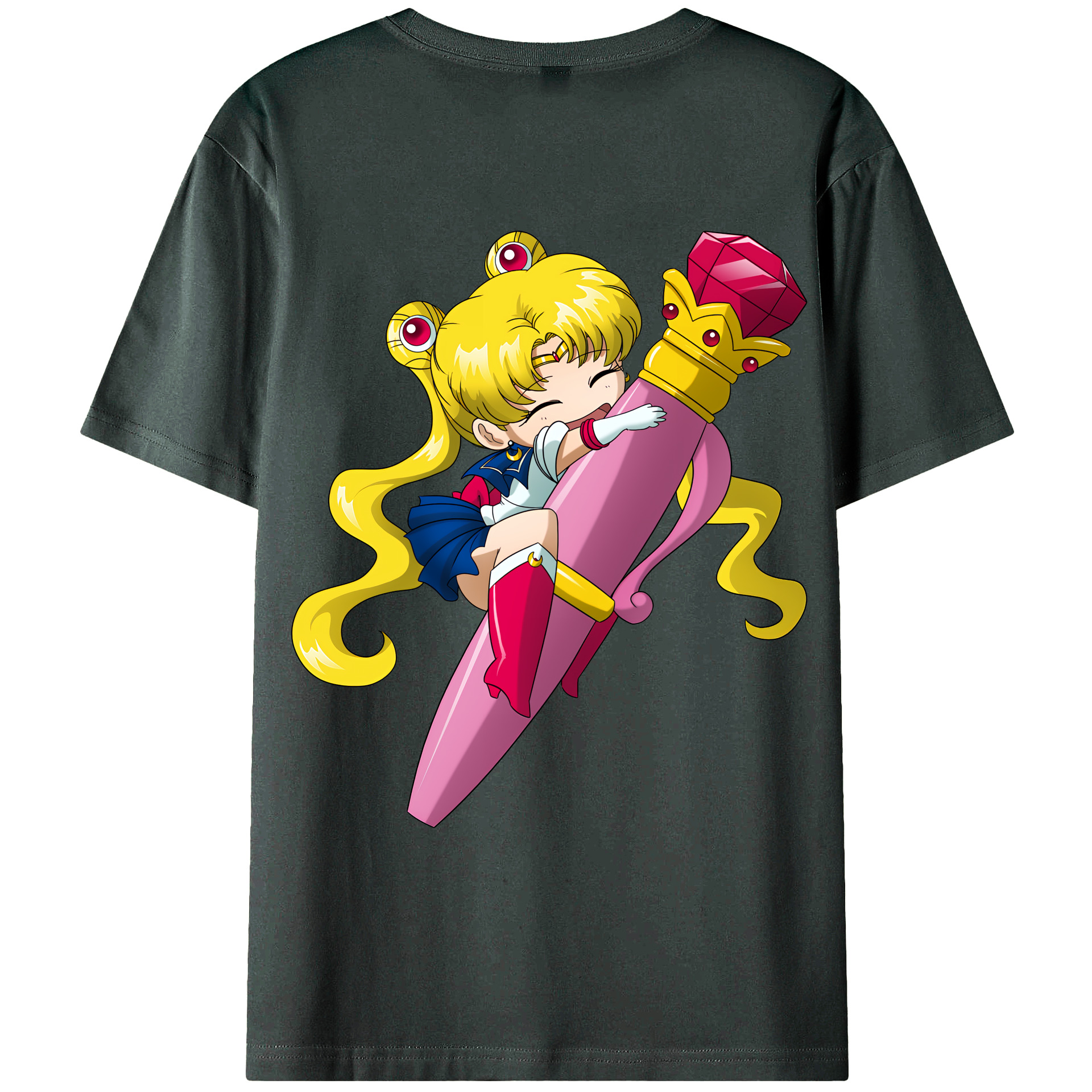 （画像用） 美少女戦士セーラームーン 月野 うさぎ つきの うさぎ Sailor Moon Tsukino Usagi 綿100％ メンズ半袖Tシャツ（バックプリント） 通気性